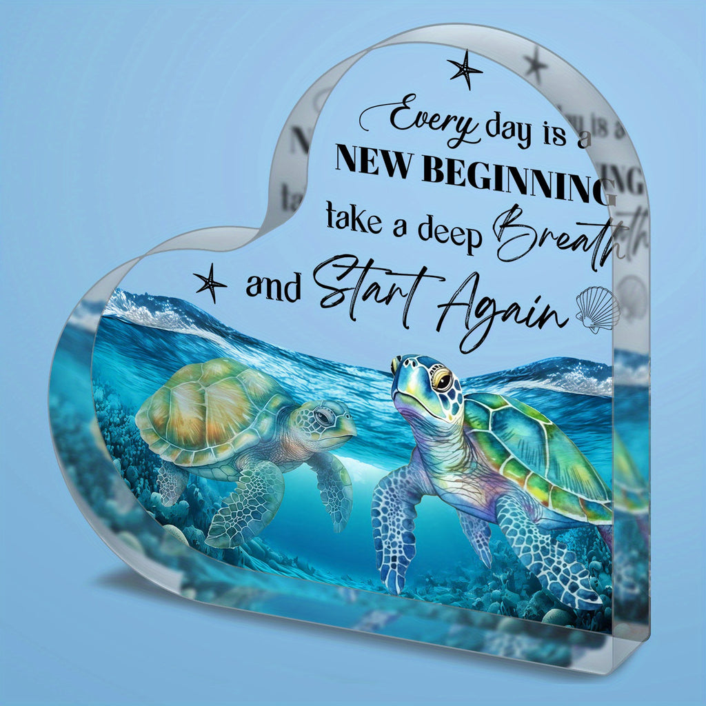 1pc, Blue Sea Creatures Acrylic Desktop Decoration - Perfect Birthday Or Exchange Gift For Bedroom, Kitchen, Living Room, Or Office Decor - Unique Sea Turtle Design