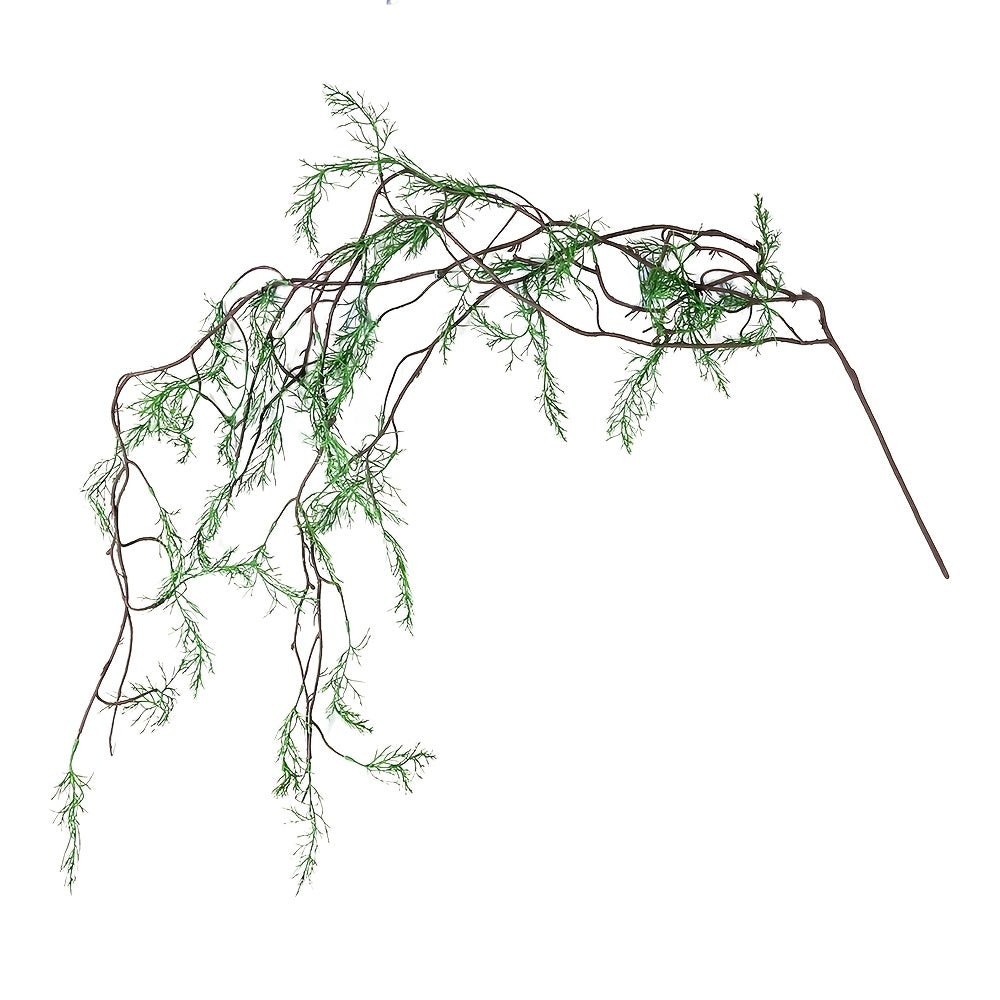 Artificial Trailing Greenery Vine, 62.99-Inch Plastic Hanging Plant with Fine Fern-Like Foliage and Branching Stems for Home Office and Shelf Decor