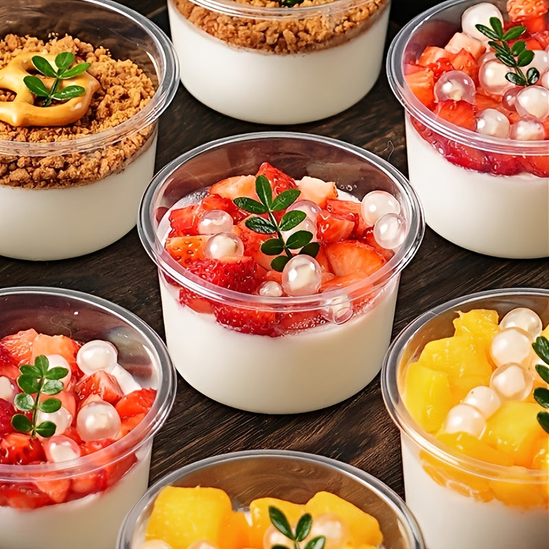 [Halloween, Christmas] 50 Party Cups with Lids Dessert Bowls Pastry Packaging Boxes- Durable And Shatterproof Dessert Containers Suitable for Yogurt, Coconut Jelly, Pudding Mousse, Oatmeal, Etc. Transparent Food-Grade Plastic, Ideal for And Events for Hal