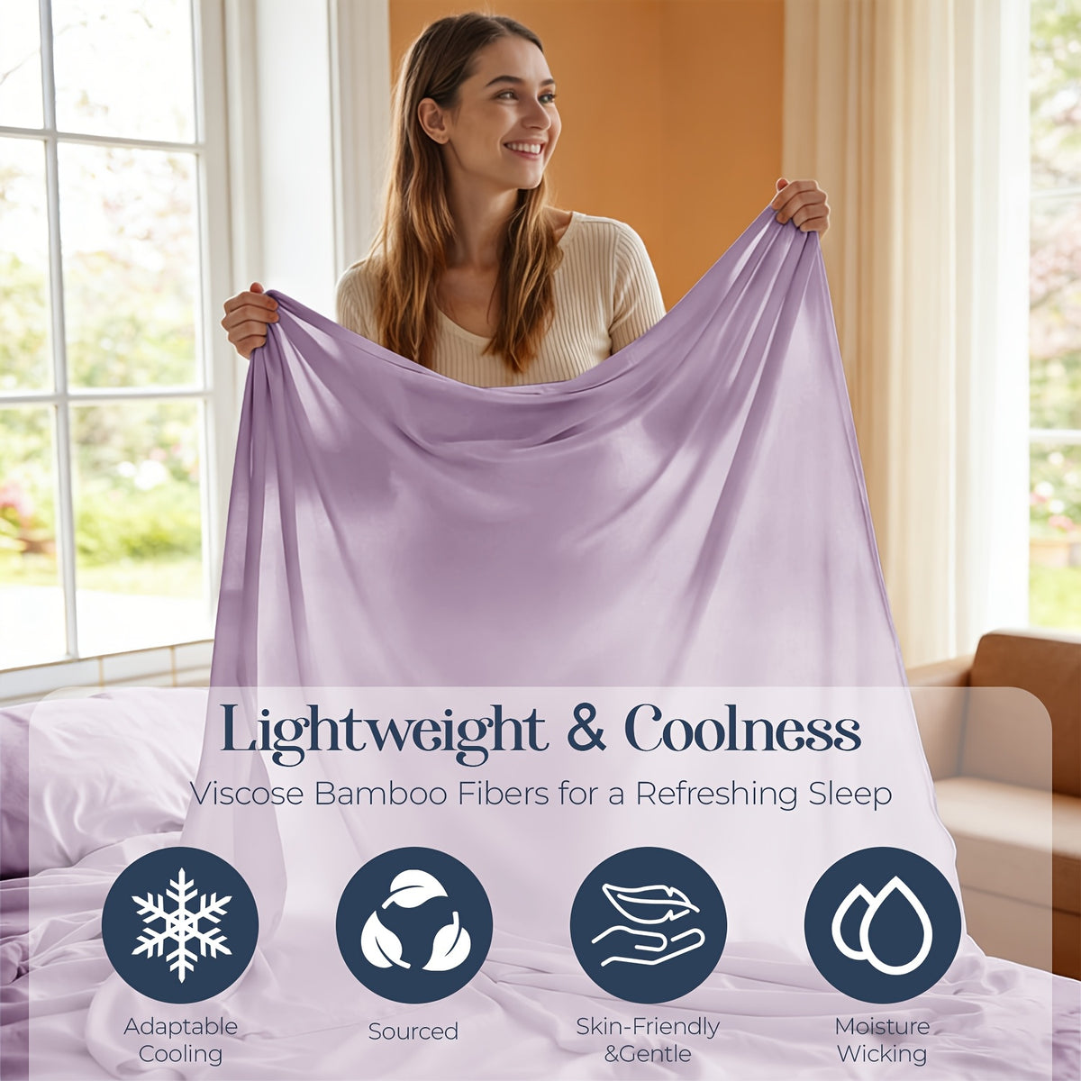 4/6pcs Cooling Bamboo Sheet Sets - Queen Size Soft 2000TC Luxurious Hotel Sheets, Luxury Kids Fitted Sheet, with 16-Inch Deep Pocket, Kids Sheet & Pillowcases And Breathable Night Sweats, Suitable for All Seasons, Twin/Full/Queen/King