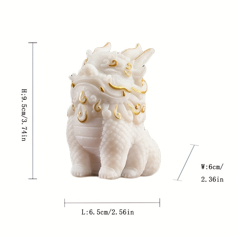 1pc of Pixiu Statue Symbolizing Wealth And Blessings - Designed As a Mythical Creature, Made from Stone with Detailed Golden Floral Designs, Perfect for Decorating Your for home Or Office, And an Excellent Gift for Living Room Or Cabinet Display