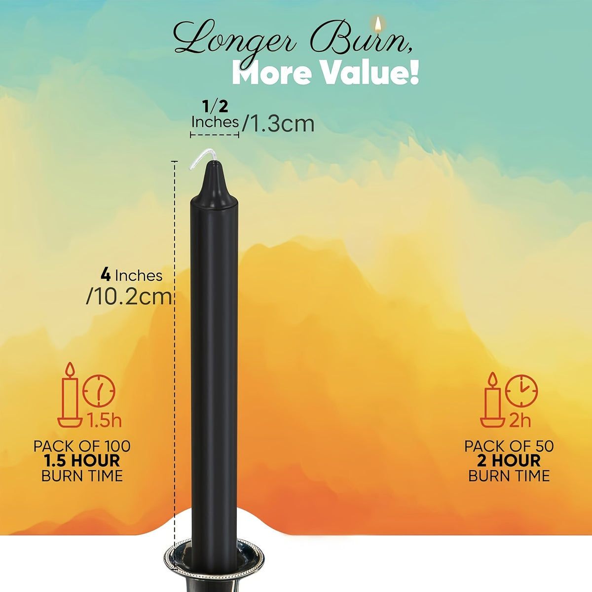 4 Inch Pole Wax 100pcs Color (small Pole Wax) Candle, No Drip, No Smoke, No Fragrance, Home Dinner Candle, Hand-poured, High Quality, Suitable For Church, Family, Wedding, Home Decoration, Suitable For Various Festivals.