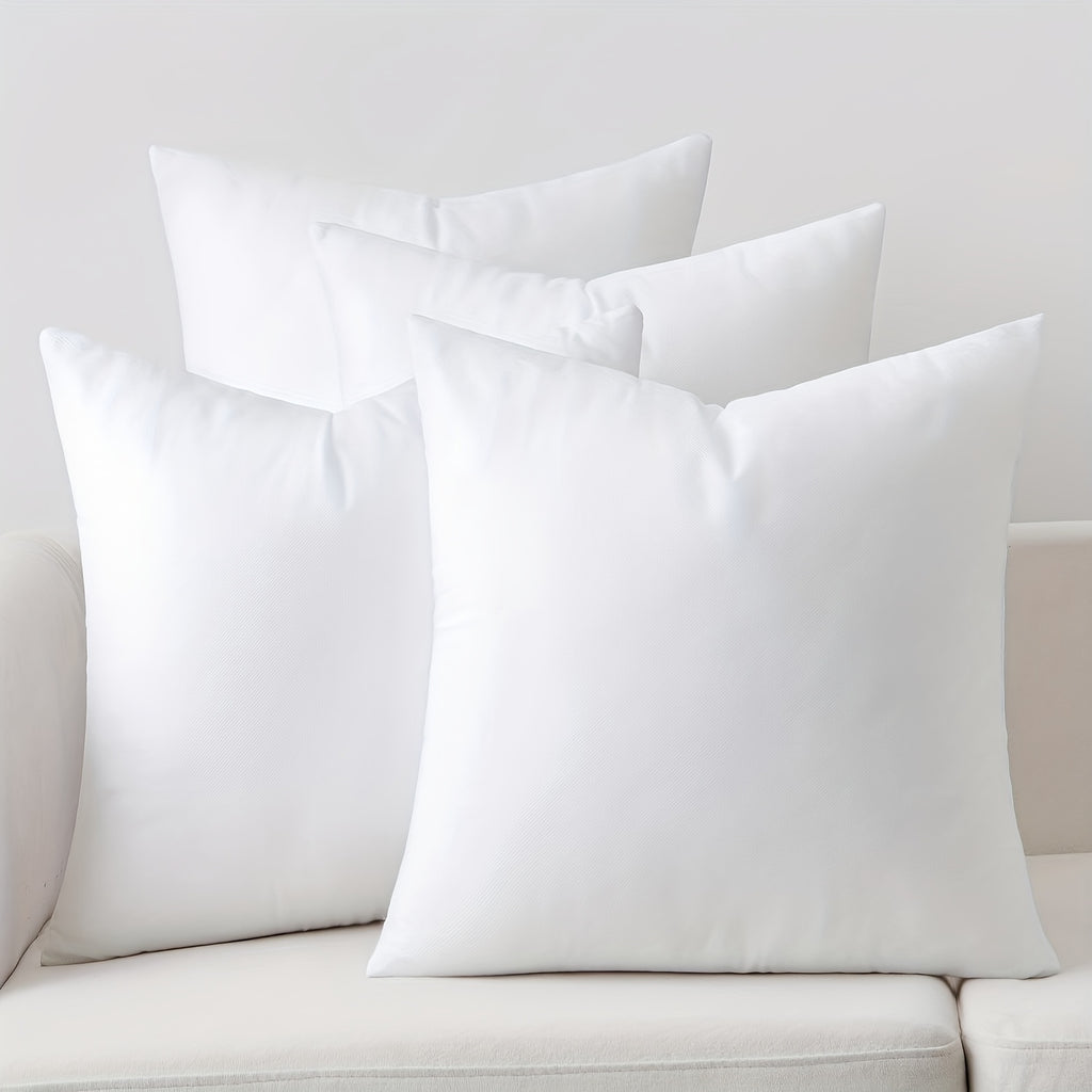 Decorative Pillow Inserts Set of 4, Soft Square Cushion Fillers in 14, 16, 18, 20 and 22 Inch Size Options for Sofa, Bedroom and Dorm Room Styling