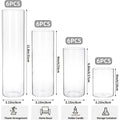 Cylinder Glass Centerpiece Vases, 24-Piece Clear Set in Four Heights with 3.15 Inch Diameter for Wedding Flowers, Party Tables and Home Decor