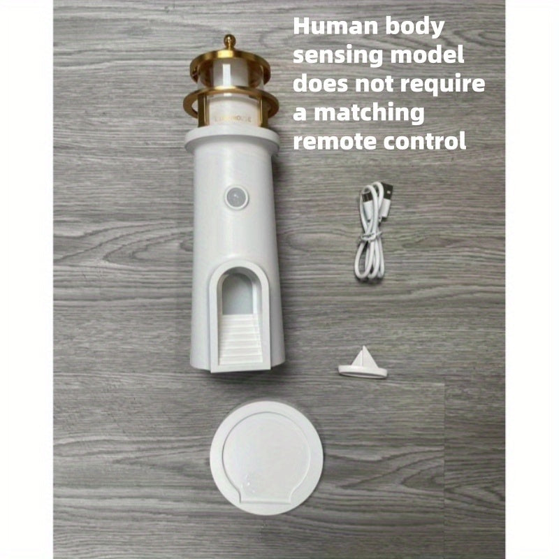 1pc Projector-equipped Moon Lighthouse Night Light with A Sensitive Human Body Sensor Switch And Always-on Function That Can Be Set At Will. It Can Be Used for Both USB Charging And Plug-in Power Supply, Making It A Great Decorative Item And Gift..