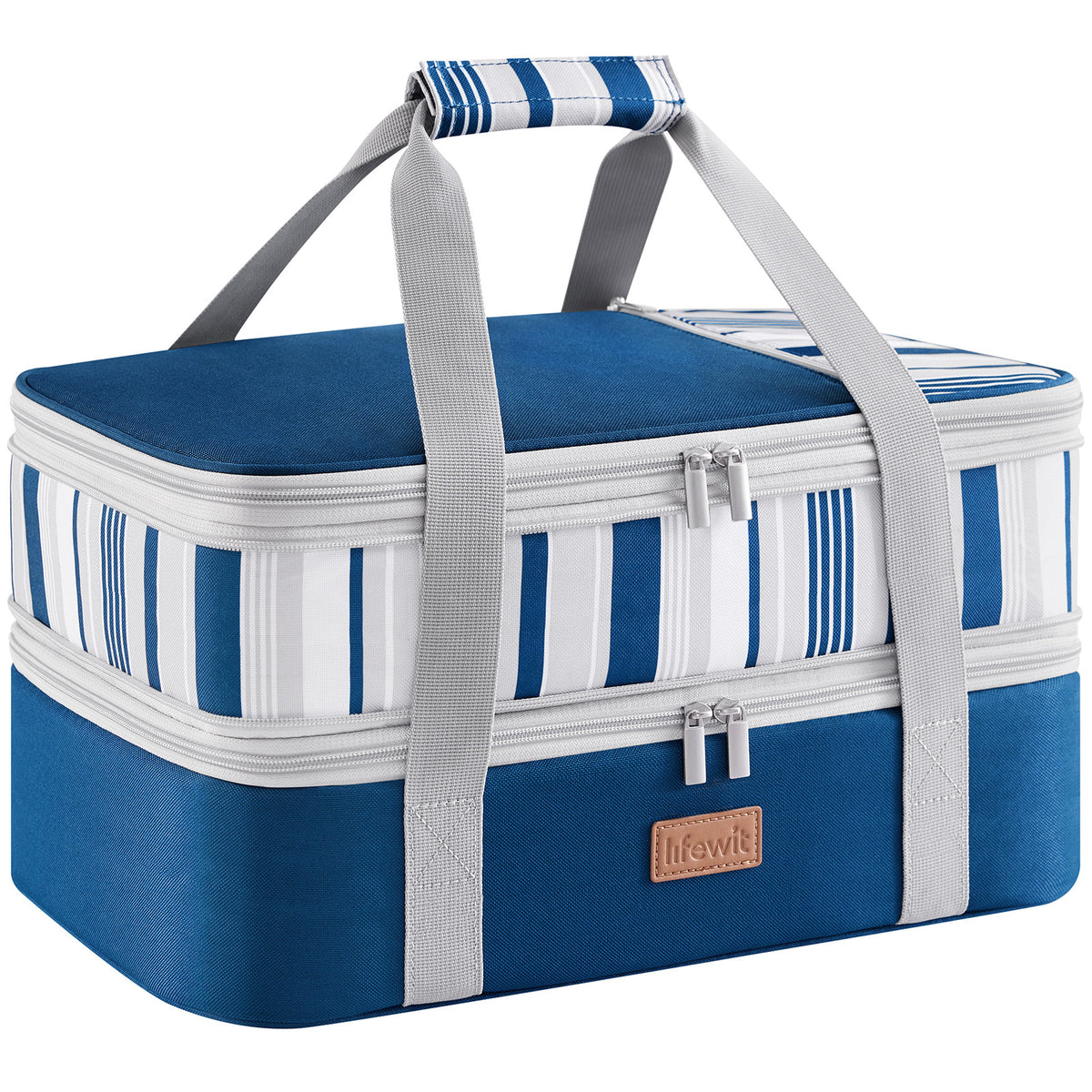 Insulated Casserole Carrier with Expandable Double Decker Compartments, Food Tote for 9 x 13 Inch Baking Dishes, Potlucks, Picnics and Holiday Meals