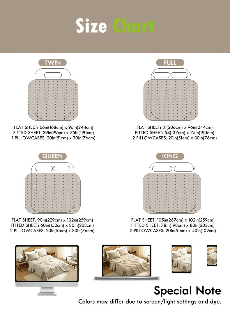 ClevaHome Light Luxury Breathable Sheet Set - 3/4pcs Deep Pockets Cooling Soft Bedding, Fade-Resistant Deep Pockets, All-Season Comfort, Ideal for Dorms, Guest Rooms Everyday Use Twin Full Queen King Sheet