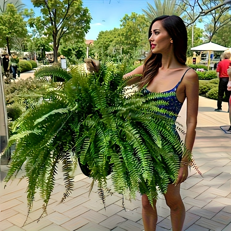 4 Large Boston Fern Greenery, 34-Inch Artificial Plant, Suitable for Outdoor Use, Home Office, Garden Porch Barn Decoration, Wedding Anniversary Festivals (Easter, Mother'S Day, Earth Day), Spring And Summer Display, Indoor And Outdoor Hanging