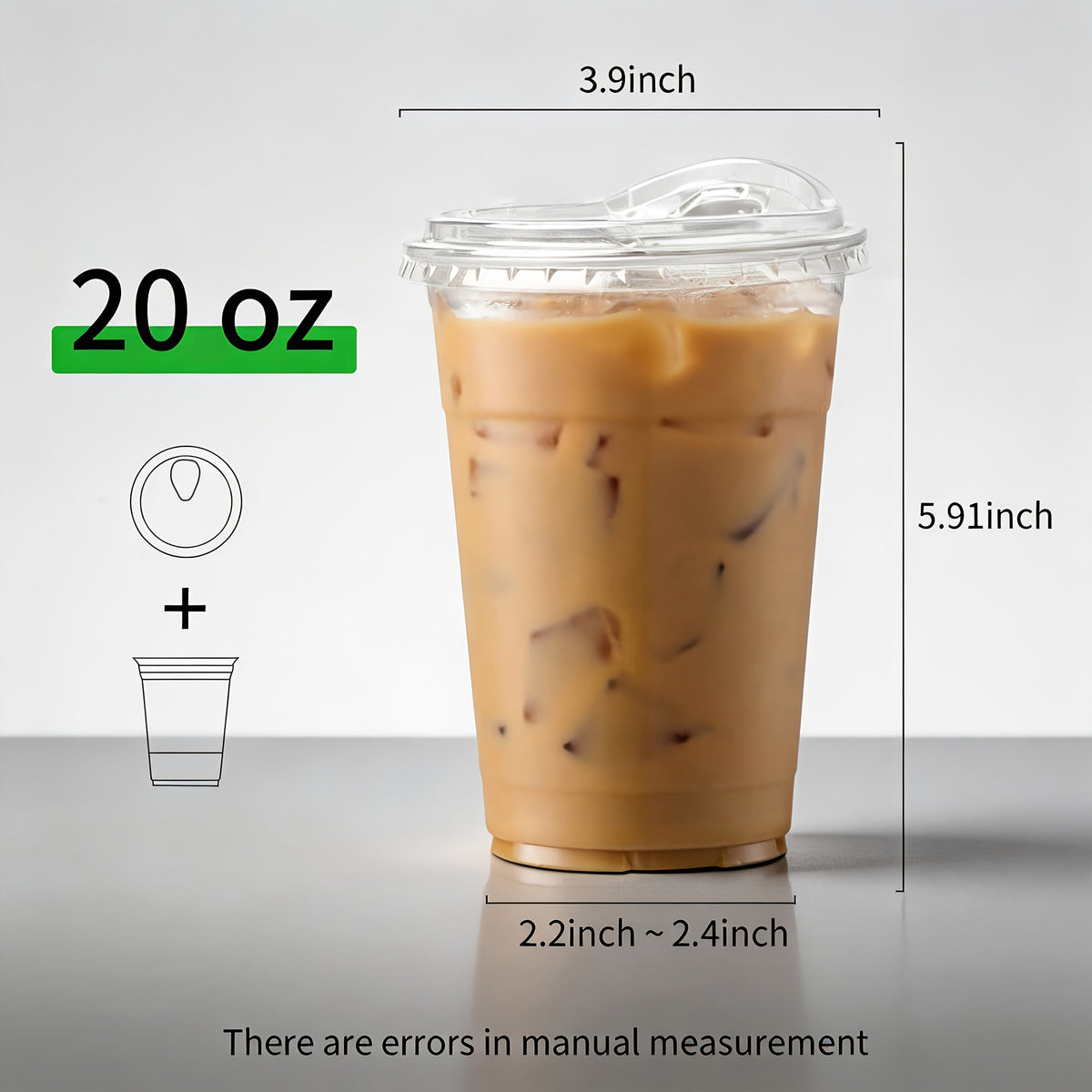 [100 Sets Of Plastic Cups with Lids]Frozen Cold Drink Storage Containers, Disposable Clear Plastic Cups with Lids, Iced Coffee Cups, Ideal for Iced Coffee, Smoothies, Milkshakes, Takeaway And Cold Drinks Perfect for Halloween, Christmas, And Parties