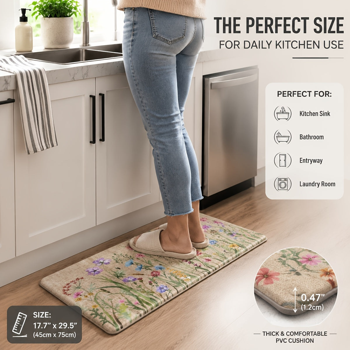 Anti Fatigue Kitchen Mats For Floor, Cushioned Anti Fatigue Foam Kitchen Rugs, Non Slip Washable Comfort Standing Mat For Office Sink Laundry, Halloween Home Decor, Halloween Decorations, Kitchen Decor And Accessories