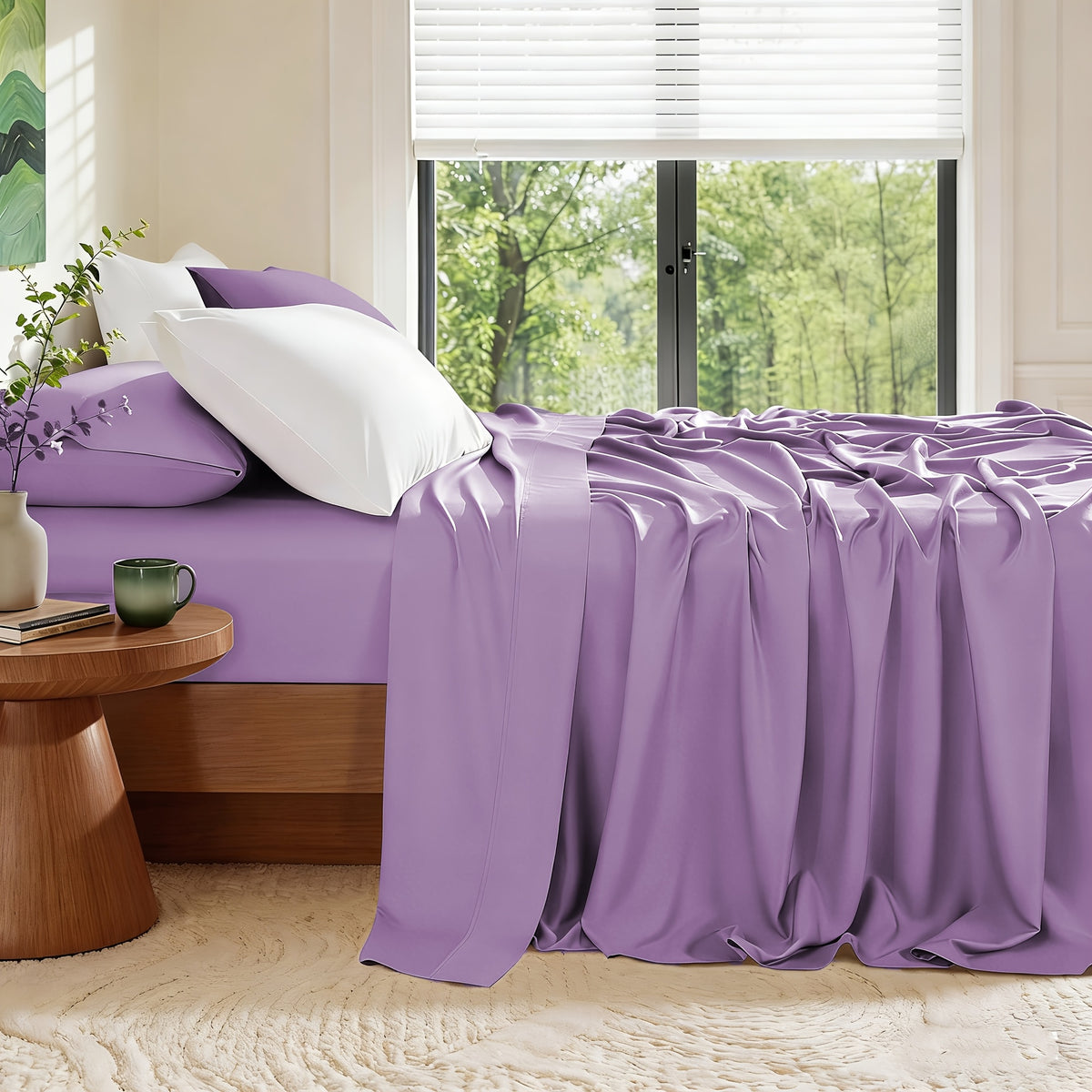 3/4pcs Cooling Sheets Set - Bamboo Bed Sheets Set Queen Size - Luxury Fitted Sheet Set - 1660TC Ultra Soft Children Sheet & Pillowcase Sets - Deep Pockets - Unmatched Comfort & Softness Sleep - Perfect Fit for All Beds Set - Include Random Color