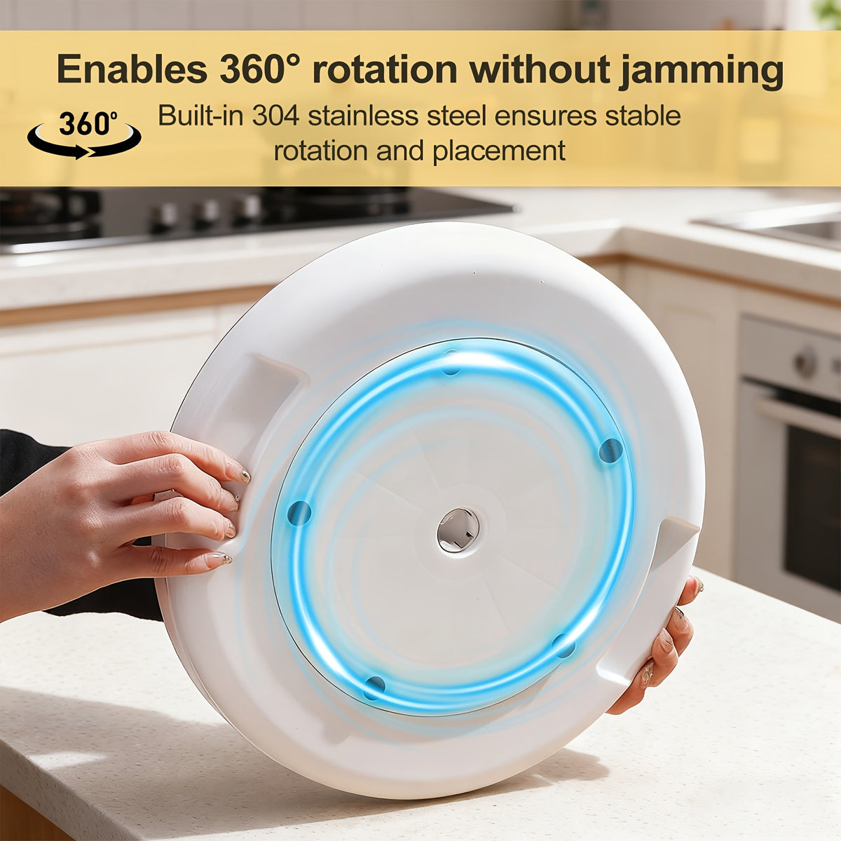 360° Rotating Lazy Susan Turntable Organizer – Non-Slip Spice Rack for Kitchen Cabinet, Countertop & Dining Table – Single-Layer Tray for Jars And Condiments