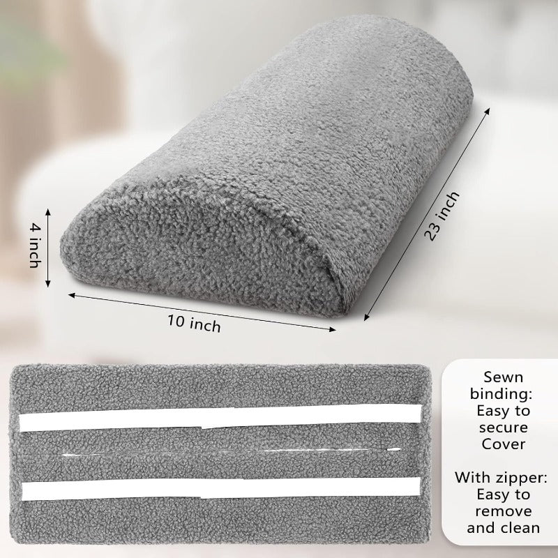 Recliner Foot Pillow with Memory Foam - High Resilience Sherpa Bolster Cushion for Leg Support, Back, Lumbar, Headrest, Multipurpose Half Roll Pillow for Bed Chair Sofa, Great Thanksgiving Christmas Gift