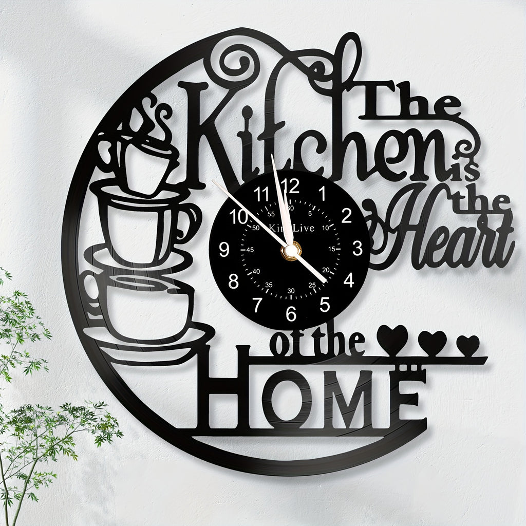 1pc Coffee Vinyl Record Wall Clock, Wall Decoration Art Decoration, Coffee Cup Design Wall Clock - Coffee Clock Silent Home Decoration, Living Room Bedroom Kitchen Bathroom, Christmas Gift/New Year Gift, Special Surprise