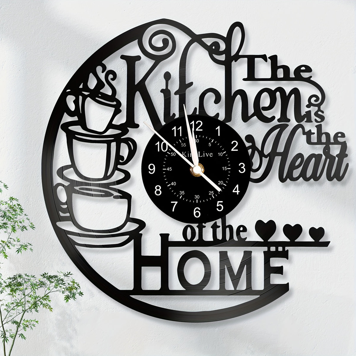 1pc Coffee Vinyl Record Wall Clock, Wall Decoration Art Decoration, Coffee Cup Design Wall Clock - Coffee Clock Silent Home Decoration, Living Room Bedroom Kitchen Bathroom, Christmas Gift/New Year Gift, Special Surprise