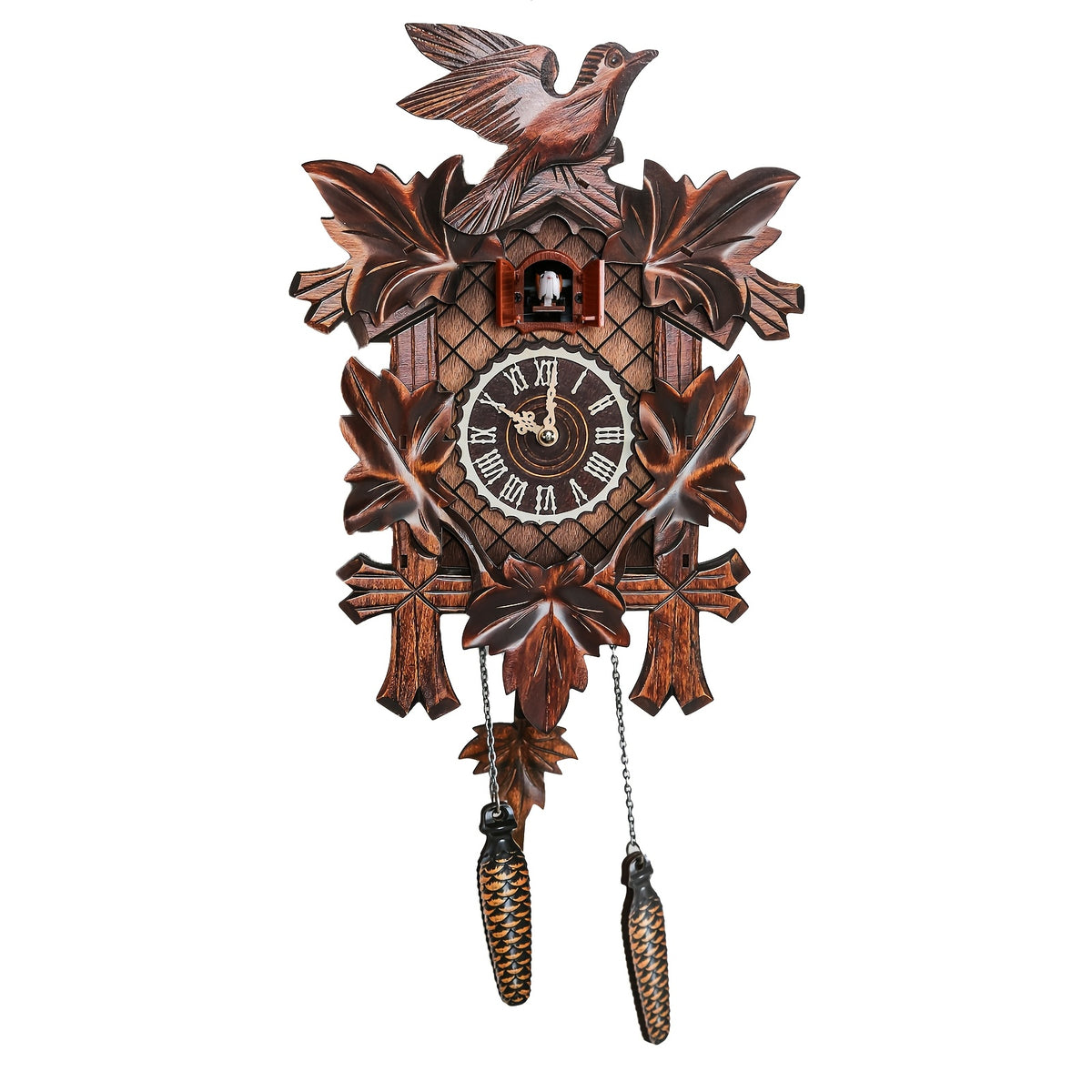 Wooden Cuckoo Clocks for Adult Bedroom Decor with Night Mode, Singing Bird, European Forest Style Home Wall Clock