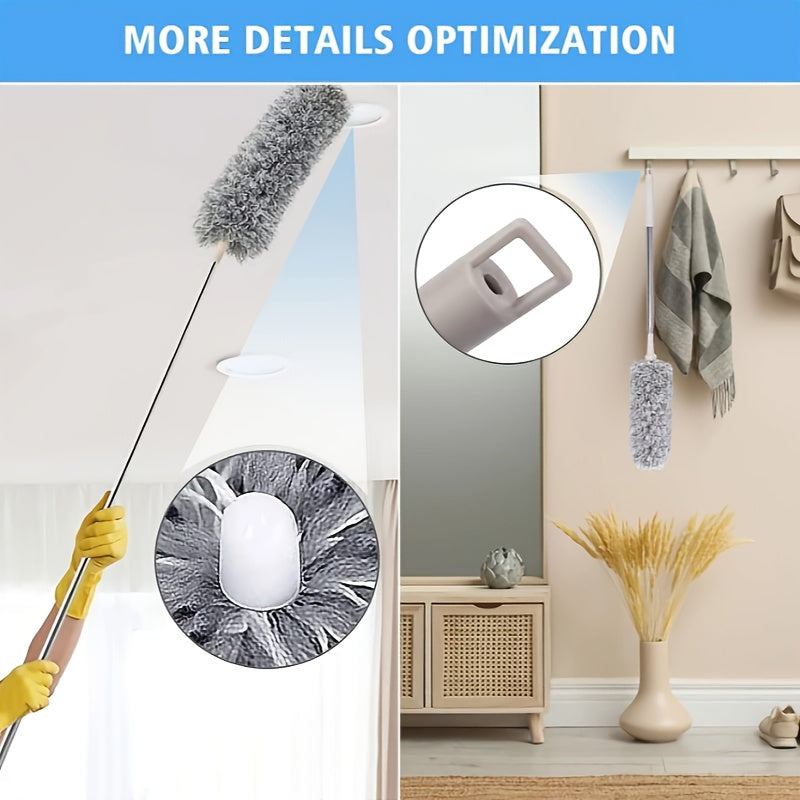 9/12pcs Microfiber Duster Kit for High Ceiling, Extendable Dusters for Cleaning with 100" Extension Pole, Washable and Retractable Long Feather Duster for Home Car Furniture Cobweb, Blinds, House Cleaning Tool Kit