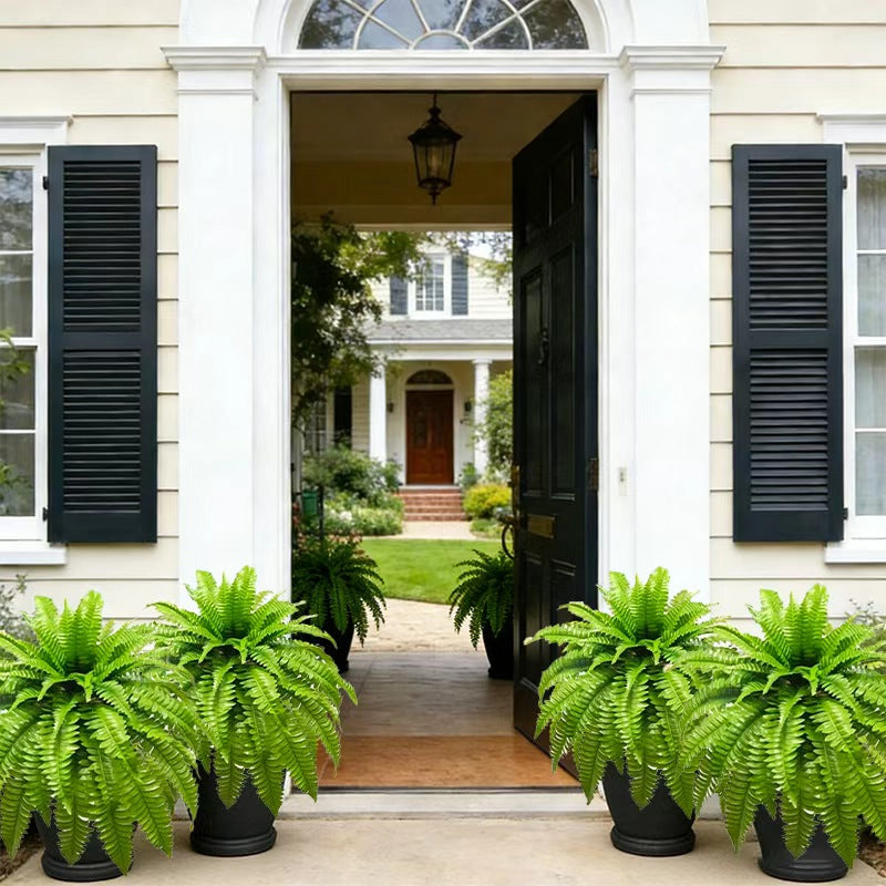 4pcs Large Realistic Artificial Boston Fern Plants Suitable for /Outdoor Use, Hanging Plastic Fake Ferns with Foliage - Maintenance-Free Housewarming Gift, for Home, Hotel, Decor, No Maintenance Required (No Container)