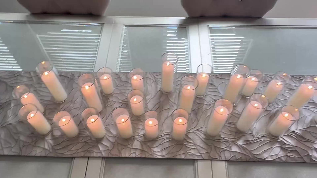 White Pillar Candles with Clear Glass Hurricane Holders- Elegant Cylinder Candle Vases for Weddings, Parties, Centerpieces, Home & Office Decor