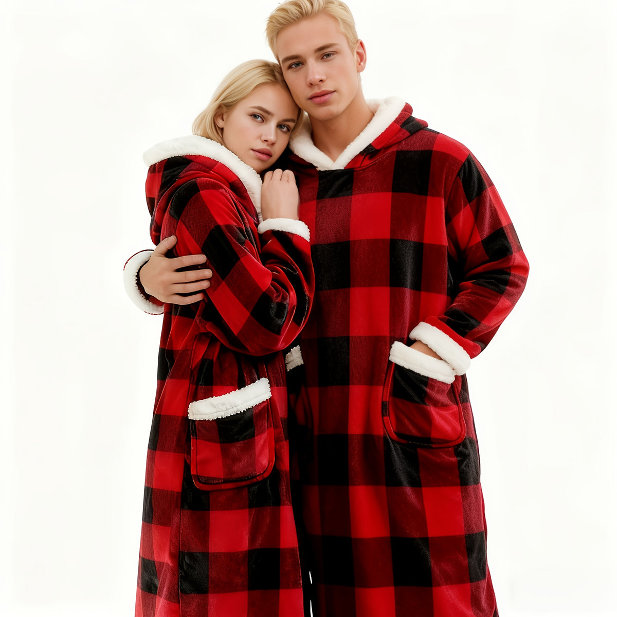 1pc Thick Warm Hoodie Flannel Extra Long Wearable Blanket for Women And Men, Oversized Blanket Sweatshirt Super Soft And Warm And Comfortable Winter Giant Adult Wearable Blanket Hoodie with Pockets