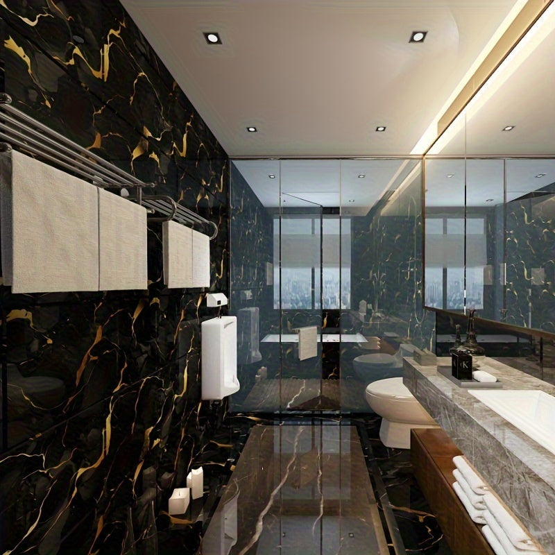 50/100pcs Stick Shower Tiles, Waterproof PVC Wall Panels, Marble Wall Tiles Self Adhesive Vinyl Backdrop for Bathroom, Kitchen, Living Room, Easy Peel & Stick, Ideal for TV Backdrop, Bathroom Wallpaper, Modern Wall Decor, Easy Installation