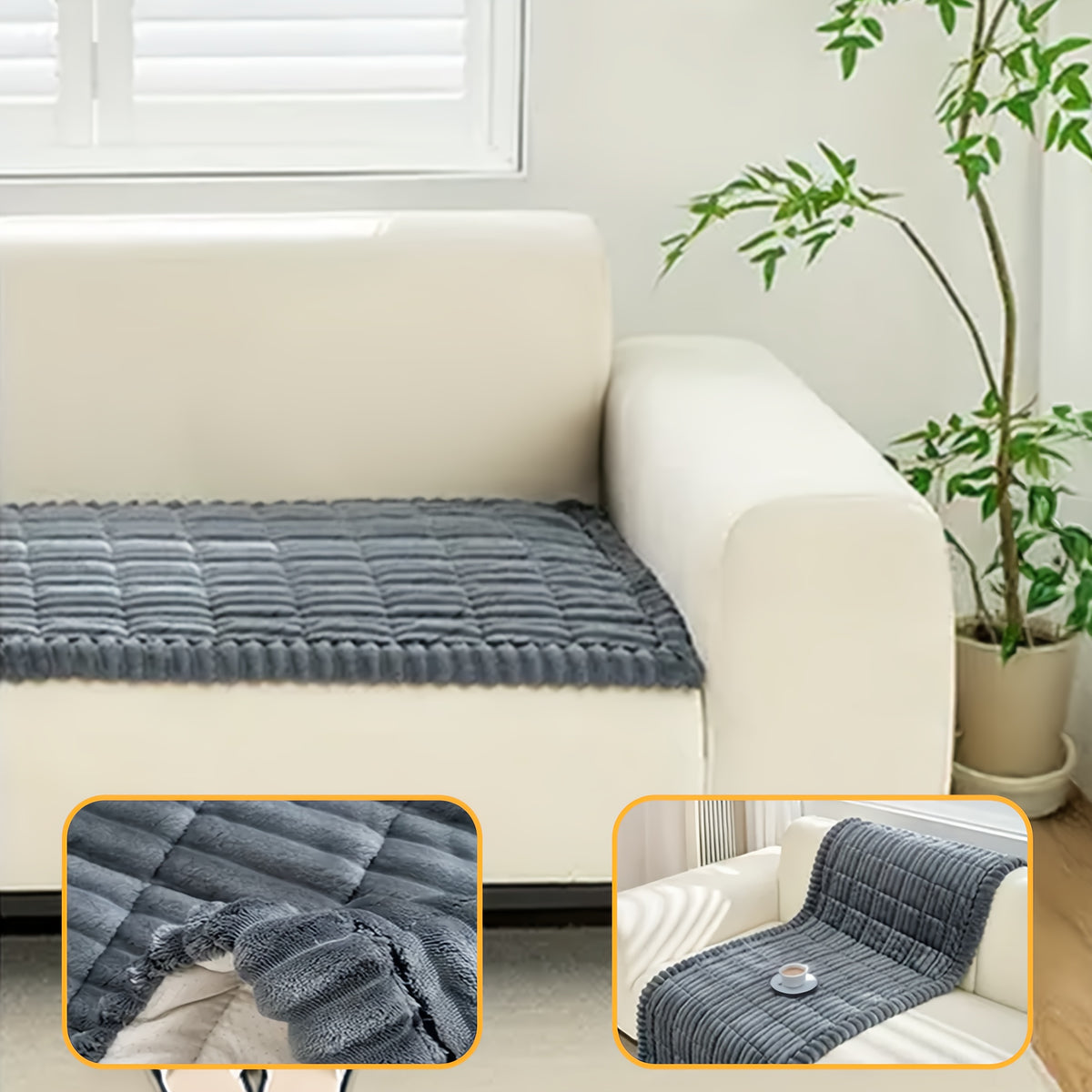 1pc Modern Corduroy Soft Couch Cover Washable, Non Slip Durable Plush Sofa Covers for 2/3/4 Cushion Couch Sofa L Sharped Sofa Slipcover, Thickened Cozy Furniture Protector Bedside Mat, Warm Sitting Pad for Any Seasons, Christmas Home Decor