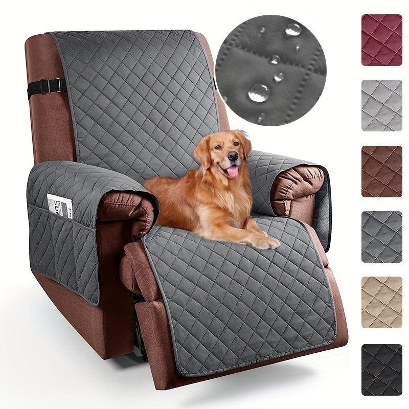 1pc Recliner Sofa Cover, Non-Slip Armchair Protective Slipcover, 100% Polyester, Quilted Design, Machine Washable, Fits Single-Seat Sofas, Modern Style, Mixed Colors, Ideal for Bedroom, Office, Living Room, Home Decor, Sofa Protection Cover | Quilted Text