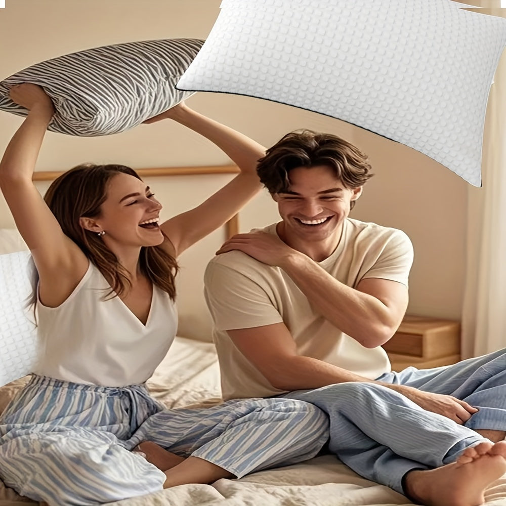 2-Pack Cooling Hollow Fiber Pillows | Ultra-Soft Polyester Fiber Fill | 3D Airflow Technology | Hotel-Grade Breathable Support | All-Season Comfort | 20x30 Inches | White