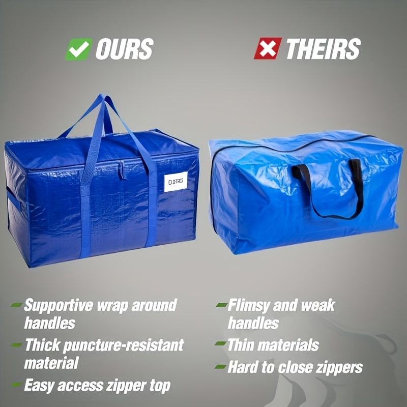 8Pack Extra-Large Moving Bags with Lids, Heavy-Duty Storage Totes for Winter Clothes, 50 Lb Capacity, Strong Handles And Zippers, Ideal for Moving And Storage