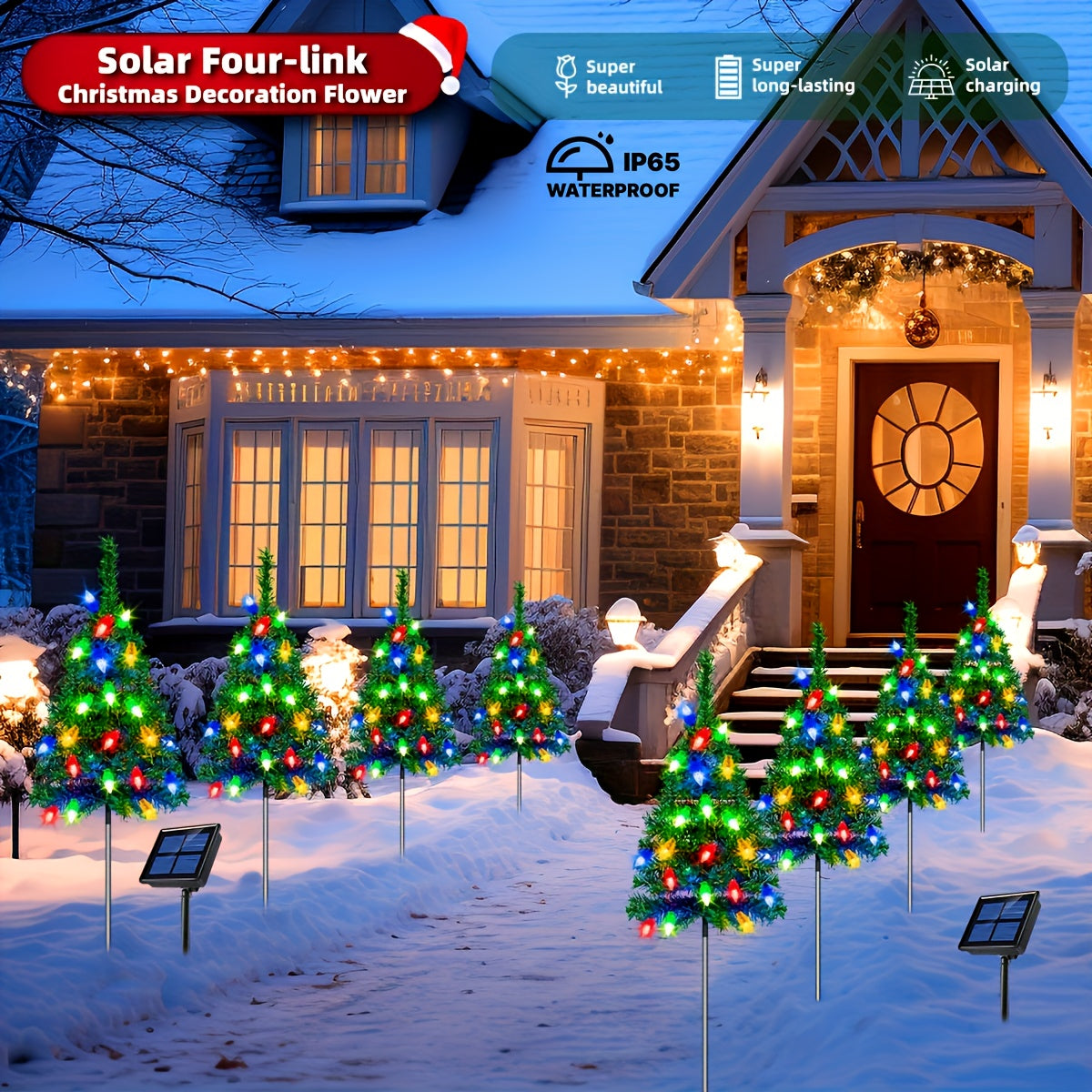4pcs/ Set Christmas Tree Lights Holiday Decorations, Small Path Lights, Atmosphere Lights, Christmas Decoration Lightsfor Halloween Christmas