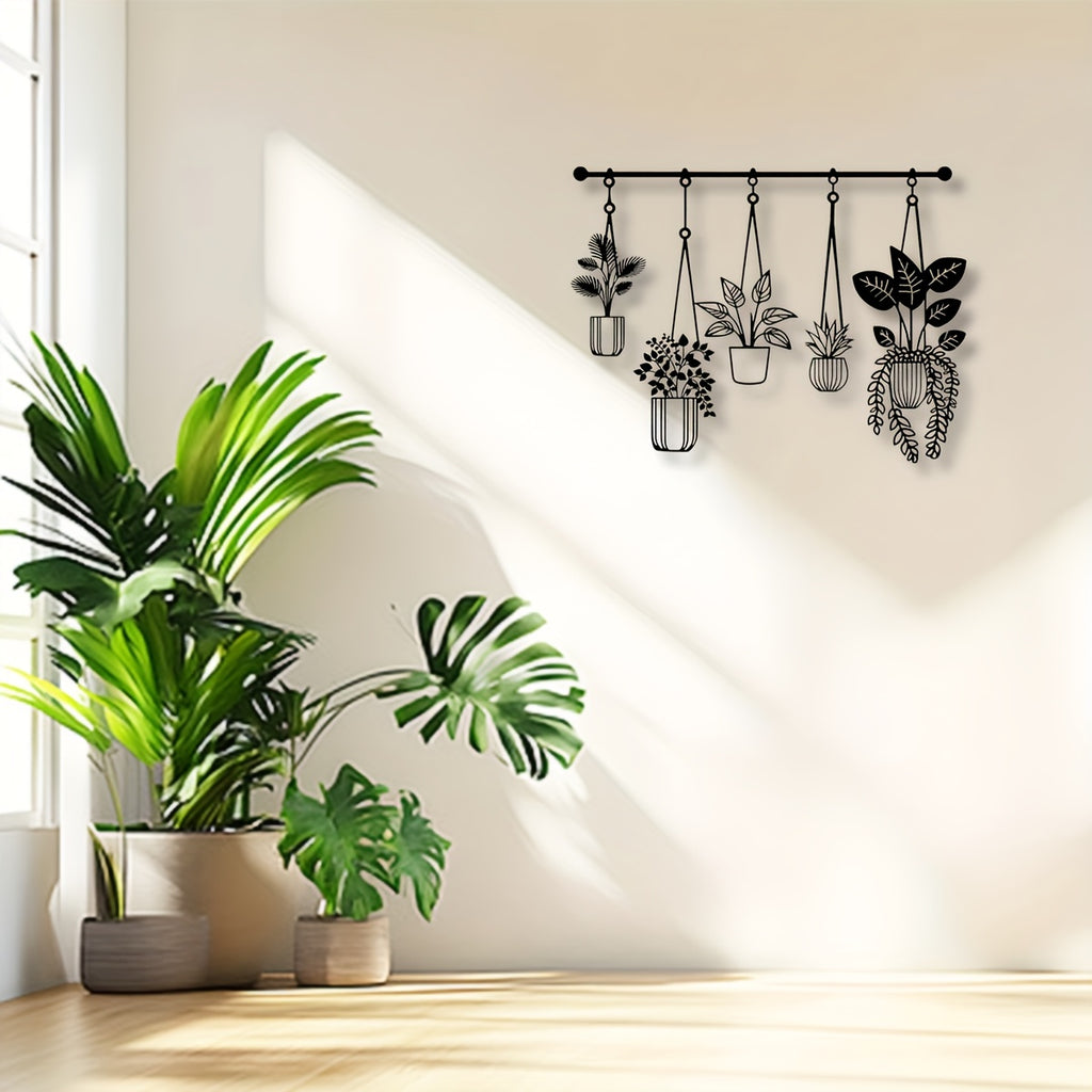 Metal Flowers Wall Arts - Rustic Farmhouse Decor Black Minimalist Flower Wall Decors for Living Room Bathroom Bedroom Dining Room - Housewarming Gifts