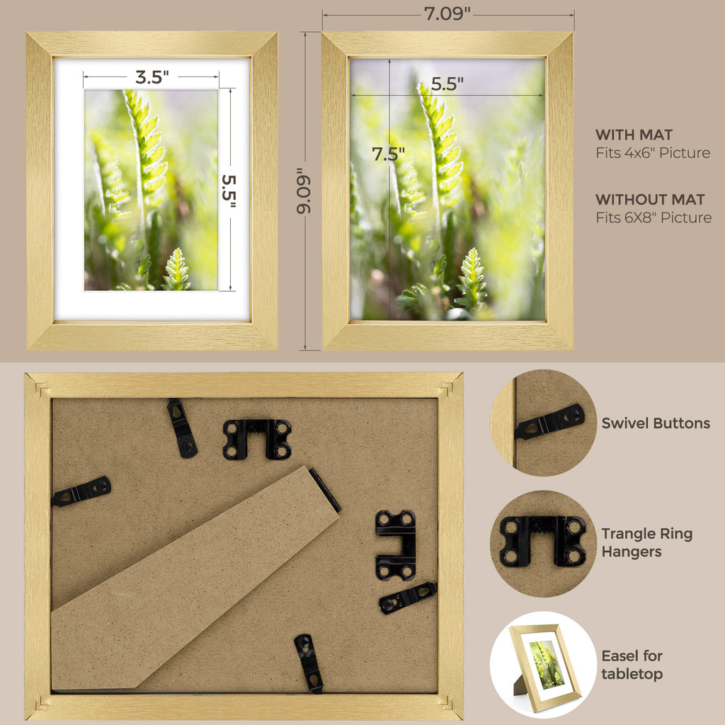 6 Packs 6x8/8x10/9x12/11x14/16x20 Picture Frames Set, Engineered Wood Gallery Wall Frame Set with Plexiglass - Wall Mounting or Tabletop Display