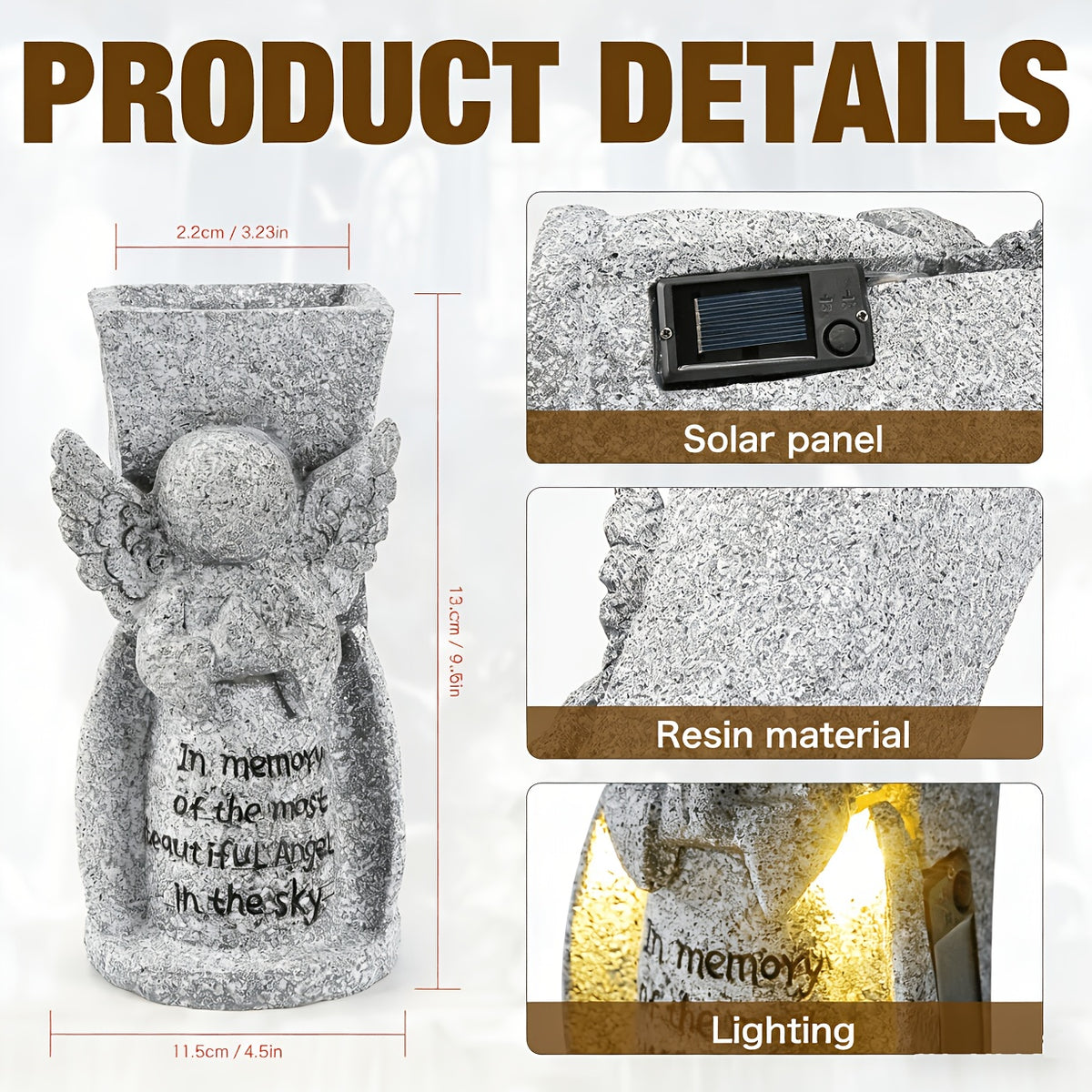 Solar Cemetery Grave Vase with LED for Fresh/Artificial Flowers Headstones Vases with Spikes Gravestone Decor Memorial Gifts for Loss of Loved One