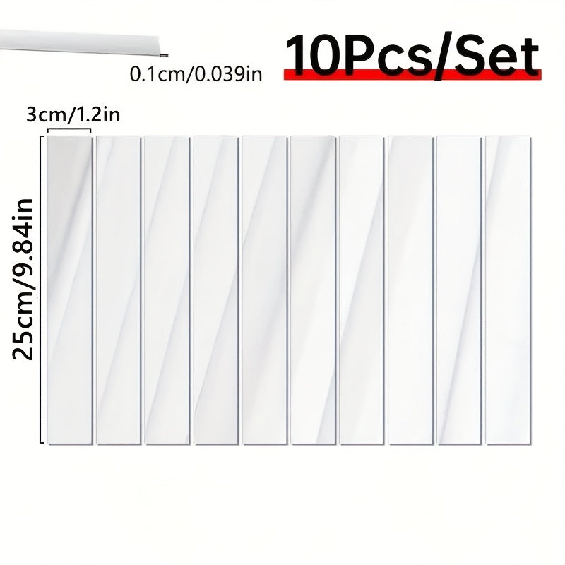 10pcs Pack, 3*25Cm/1.2*9.84In, Silver Acrylic Mirror Wall Sticker, Strip Self-Adhesive Wall Decals, for Living Room Bedroom Bathroom Office Home, Art Wall Decoration