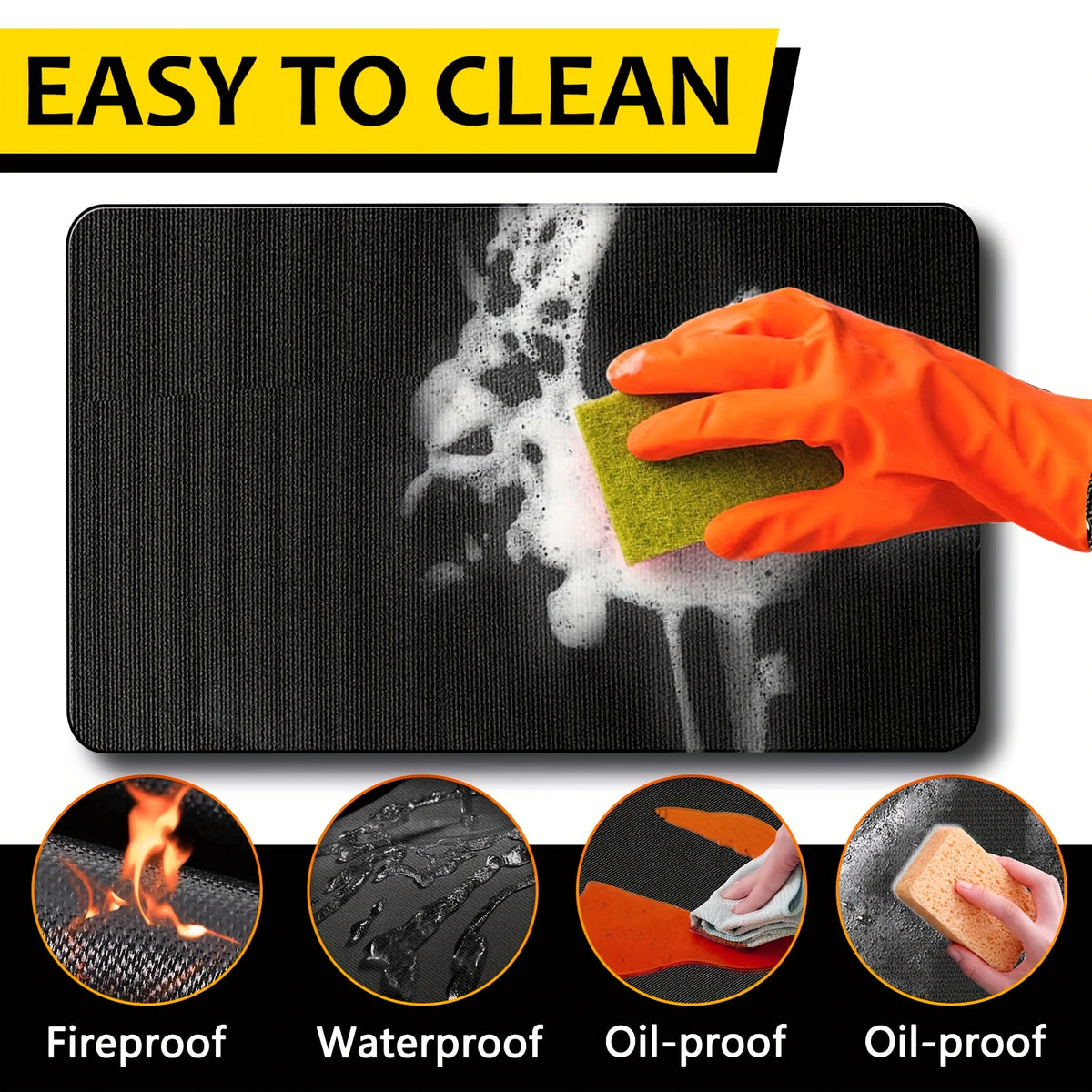 Large BBQ Grill Mat That Is Double-Sided, Fireproof, And Heat-Resistant, Suitable for Outdoor Grills, Fireplaces, Fire Pits, And Smokers. It Serves As a Waterproof And Oil-Proof Protector for Decks And Patios, And Is Easy to Clean