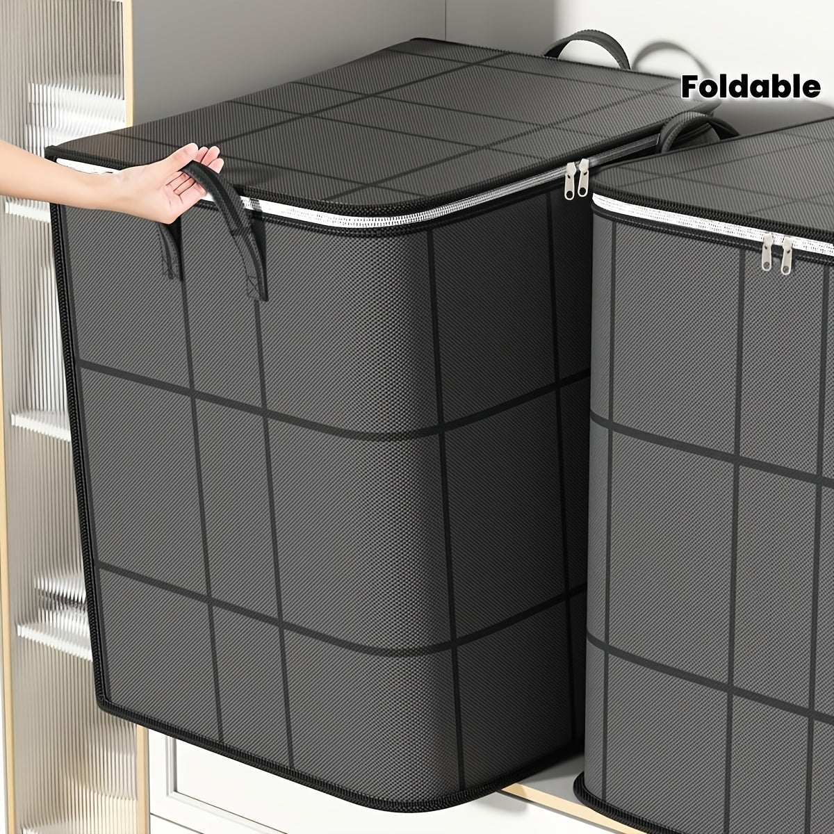 3 Pack Large Clothes Storage Bags, Foldable Wardrobe Storage Bag, Large Capacity Storage Box, Household Double Zipper Organizer Bag with Handles for Clothes And Quilts, Suitable for Moving, Travel, Storage Basket, And Under-Bed Storage Bag