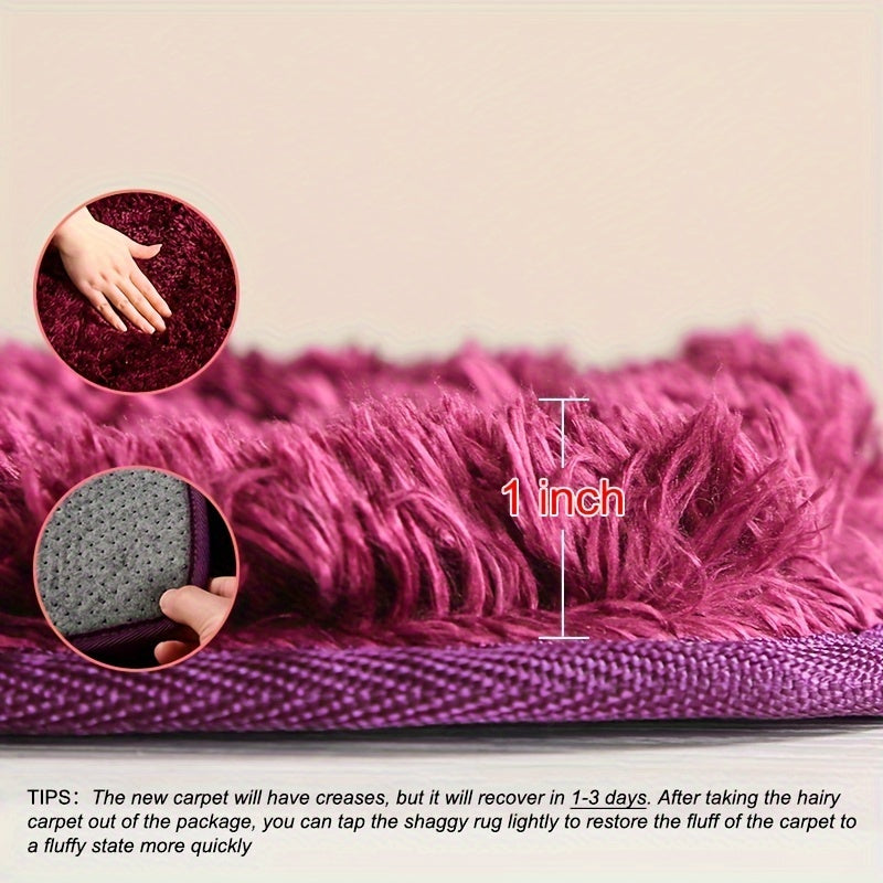 1pc Fluffy Area Rugs For Living Room, Shaggy Plush Rug For Bedroom, Soft Non Slip Floor Carpet For Bedside, Indoor DéCor