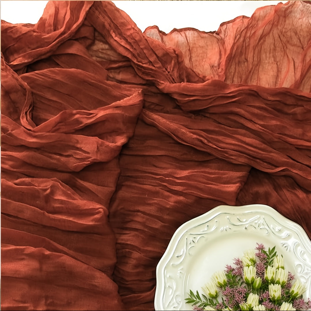 Cheesecloth Table Runner Set of 10, 21.7 x 120 Inch Sheer Gauze Runners in 19 Colors for Boho Wedding Receptions Bridal Showers and Party Table Decor