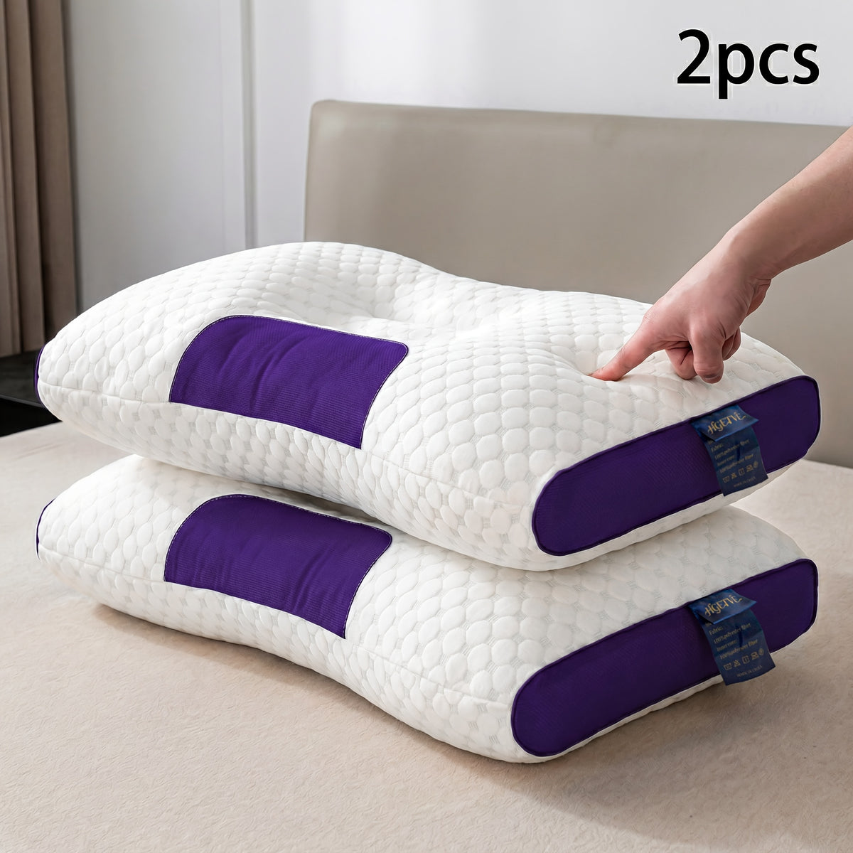 2pcs Neck Pillows, Made of Breathable Fabric That Prevents Sweatiness During Long-term Wear. Features a Removable Zippered Pillowcase, Ergonomically Designed to Fit the Neck for Comfortable Use. Effectively Relieves Shoulder and Neck Pressure