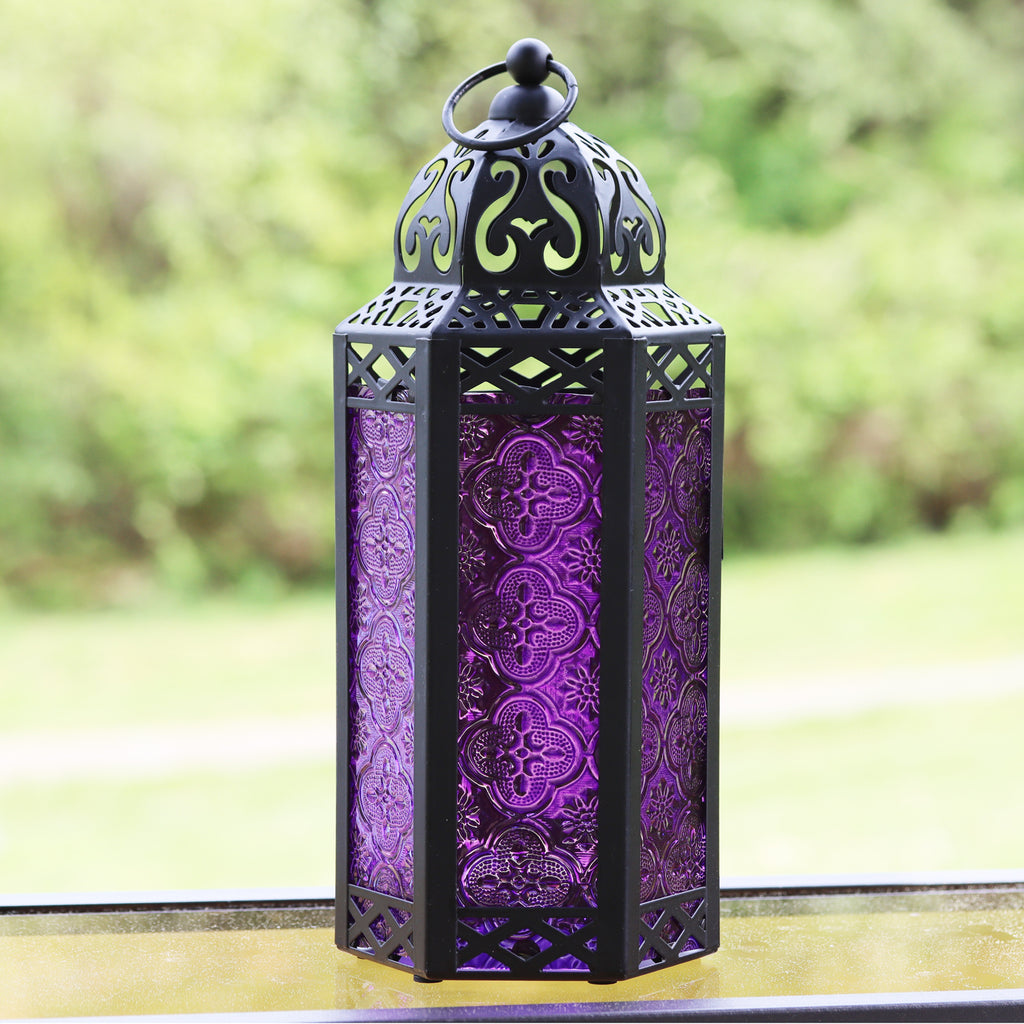 Decorative Moroccan Candle Lantern Holder, Medium, 10.5" Tall