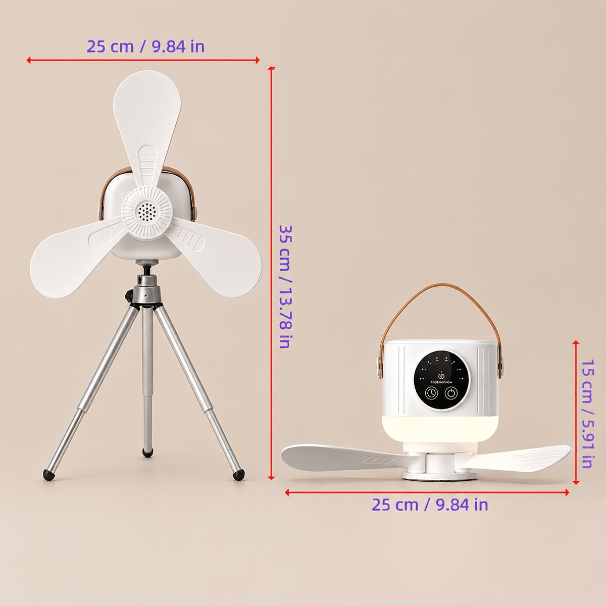 Portable Camping Fan With Light, Available With Or Without Tripod | Quiet USB Rechargeable Fan With Remote, Adjustable Speed & Brightness | Long Life Outdoor Tent Fan For Bedroom, Dorm, Travel
