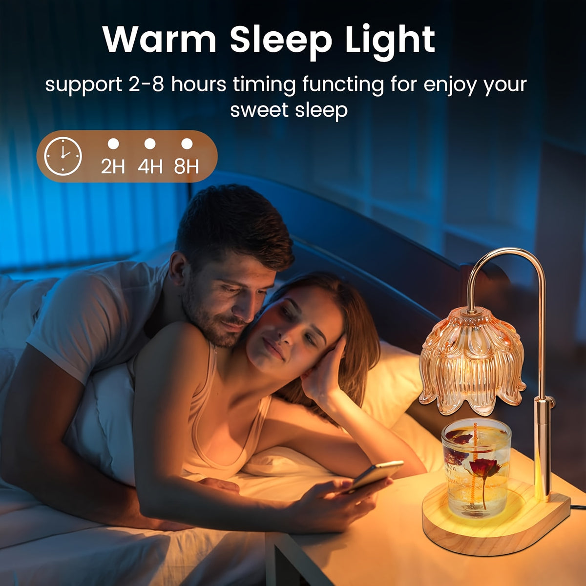Adjustable Height Candle Warmer Lamp | Flameless Dimmable Scented Vintage Candle Lamp with Timer, Iron Tabletop, Polished Finish, 120V Plug Powered, Ideal for Home Decor, Mother'S Day and Christmas Gifts (No Bulb Included)