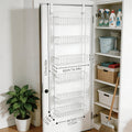 Over the Door Pantry Organizer with Adjustable Metal Baskets, 6 or 8 Tier Hanging Spice Storage Rack in Black or White for Kitchen Bathroom and Laundry