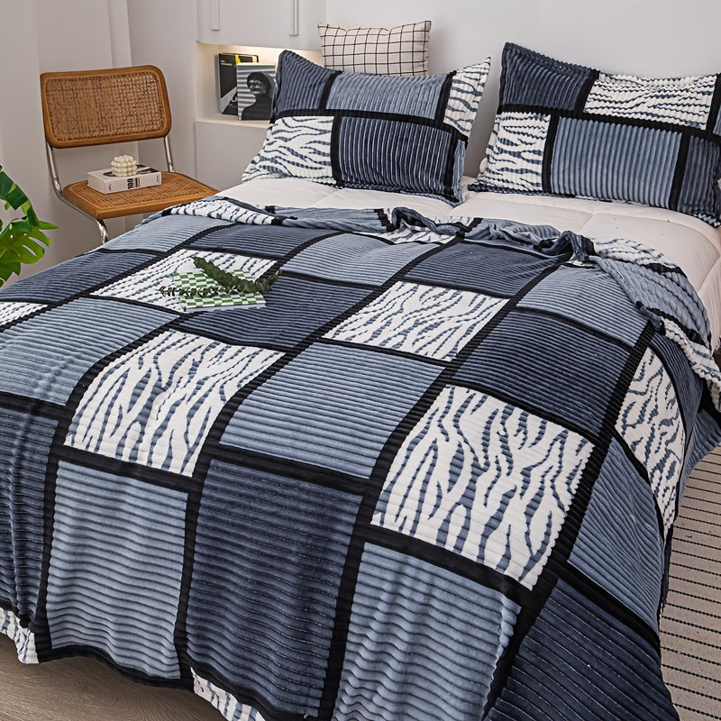 1 Comfortable Plaid Print Blanket, Super Soft Blanket, Easy And Modern Design, Suitable for Single Lunch Break Leg Blanket, Summer Full Body Blanket, Universal for All Seasons, Multi-Purpose Blanket