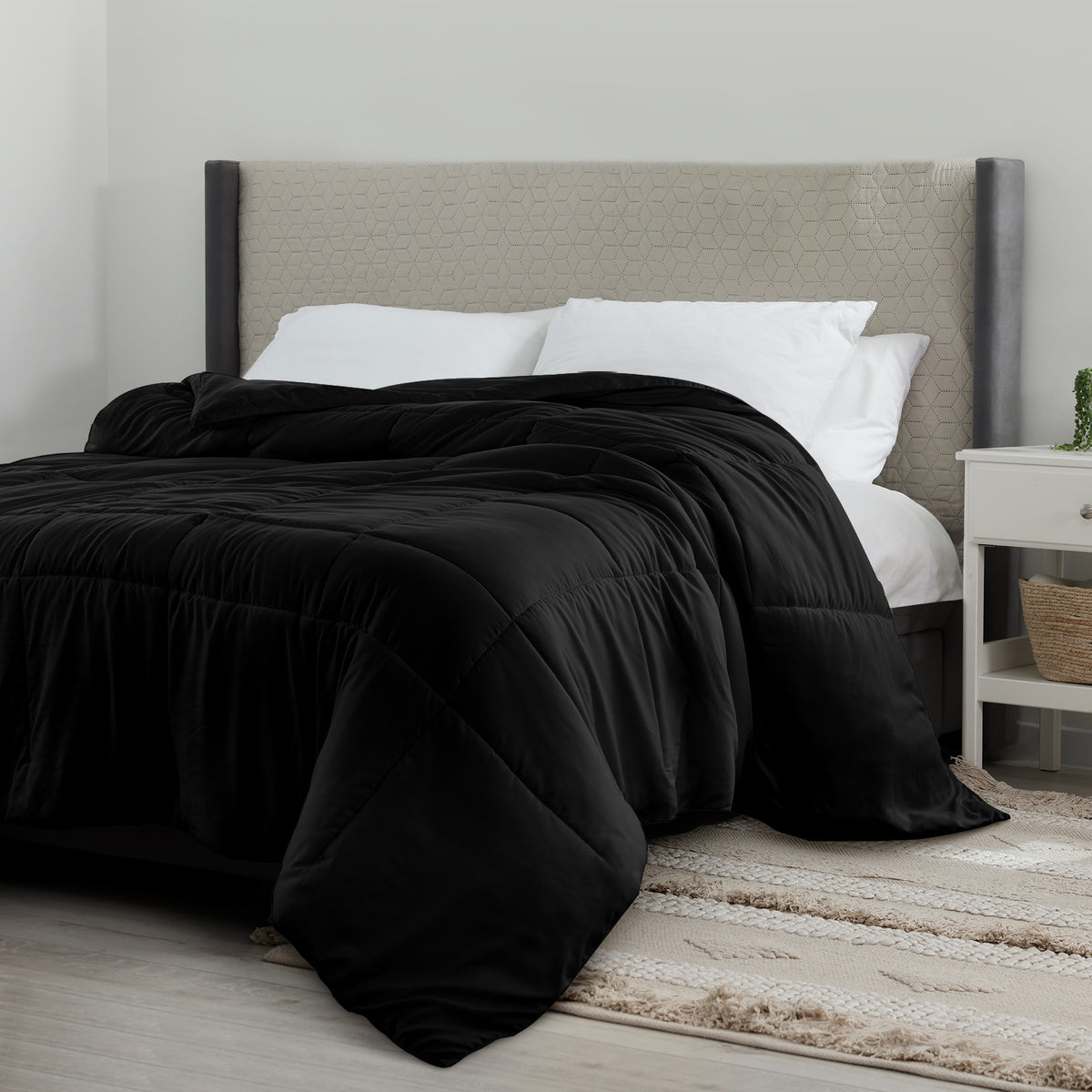 Lux Decor Comforter - All Season Quilt Comforter For Summer Sleeping With Corner Tabs - Soft, Breathable Versatile Bedding & Bedroom Decor - Luxurious Box Stitching