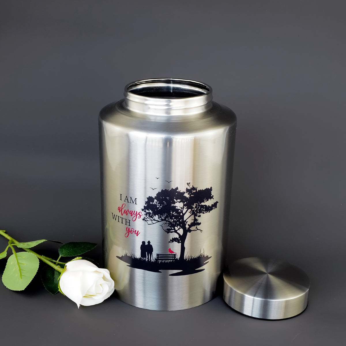 Large Stainless Steel Cremation Urn for Adult Ashes - Holds Up to 220 lbs, Decorative Butterfly Design with Velvet Pouch, Screw Lid & Seal Ring for Secure Storage, Memorial Keepsake | Elegant Text Design | Velvet Pouch Included
