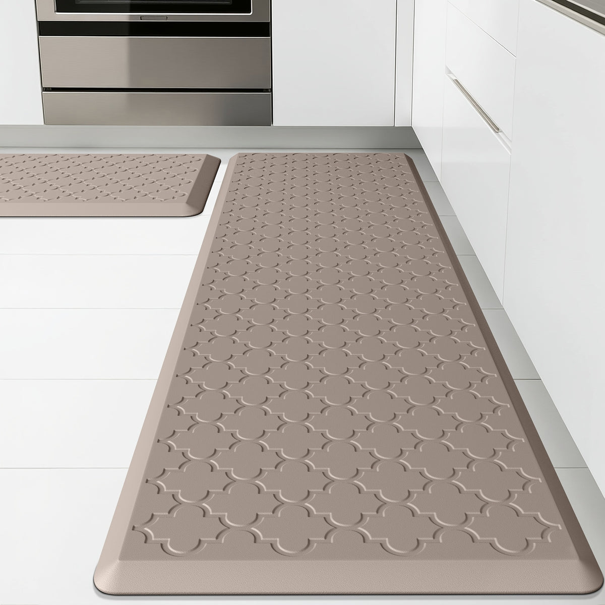 [Non-Slip Kitchen Mats] 2pcs Non-Slip Cushioned Kitchen Mats for Floor | Anti Fatigue Mats for Standing, Office, Sink, Laundry - Grey