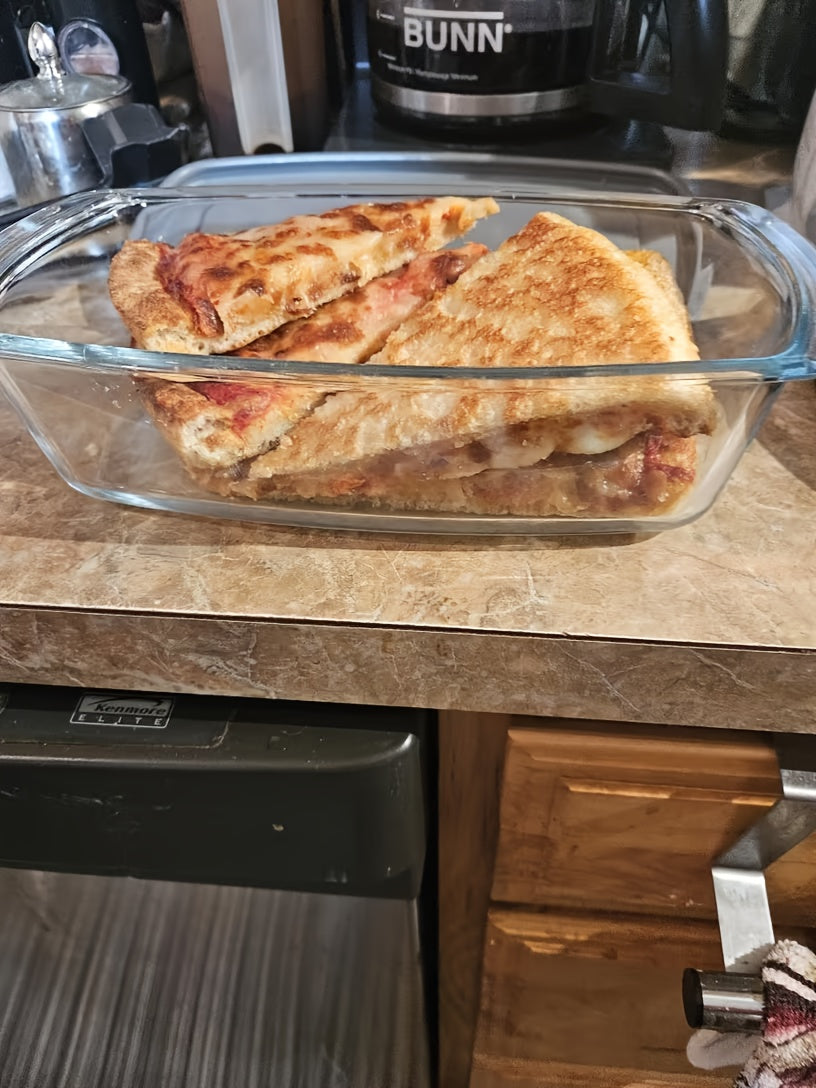 1/2pcs Large-Capacity Glass Baking Dish with Lid, 60.87oz/ 1.9 Qt, with Handles, Stackable, Microwave & Oven Safe, Specialized for Baking Bread & Cakes, Airtight Storage Container, Rectangular Toast Pan, Food Storage Container