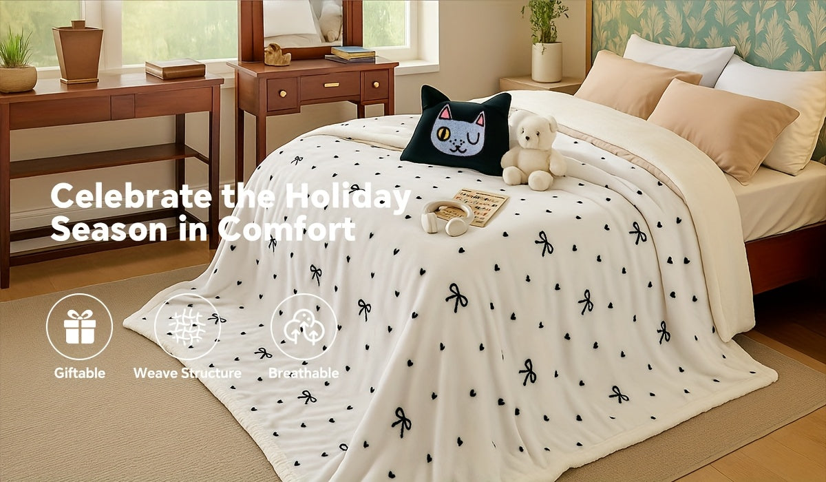 Heavyweight Bed Blanket with Pattern Options, Machine Washable Sofa and Bedroom Cover in 45 x 60 to 108 x 90 Inch Sizes for Cozy Fall and Dorm Decor