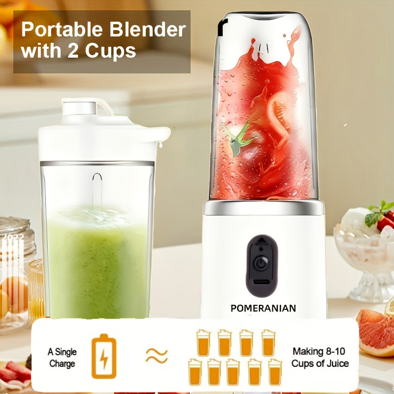 Portable Double Cup Fruit And Vegetable Juicer, Made of Food Grade ABS, with a Capacity of 1500Mah Rechargeable Battery, Gift Box, Multifunctional Juicer, Kitchen Supplies, Essential for Summer Fruit Juicing